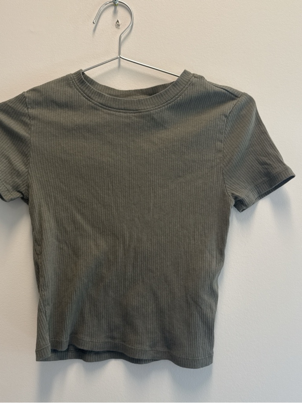 Divided Olive Ribbed Short Sleeve Tee